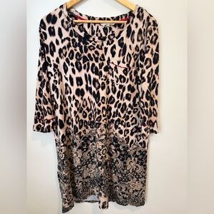 Soma sleep shirt dress in leopard and lace. Size large.